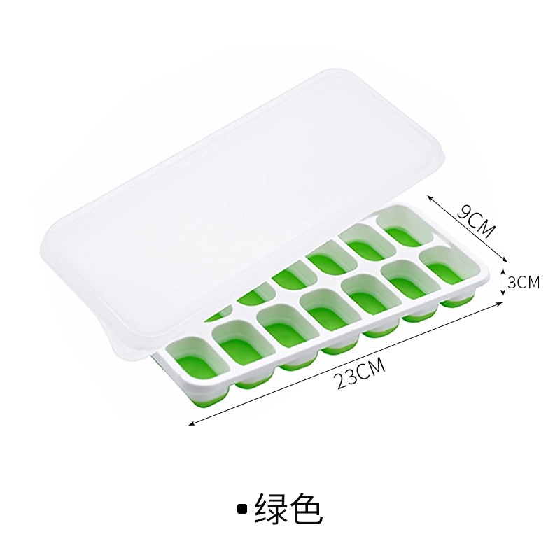 Khay Làm Kem 14 Ngăn Bằng Silicon Mềm Có Nắp Tháo Rời Được