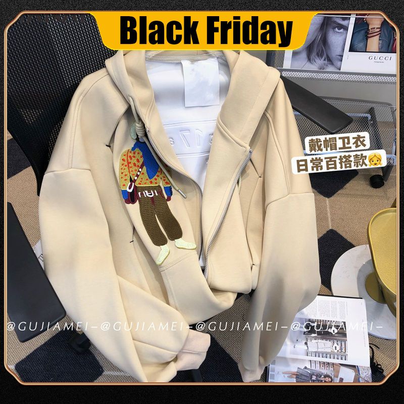 Qianai Giảm Giá ~ Áo Sweater Dáng Rộng Có Mũ Trùm Phối Dây Rút Đơn Giản Dễ Phối Đồ Quầy Thu Quầy Quầy