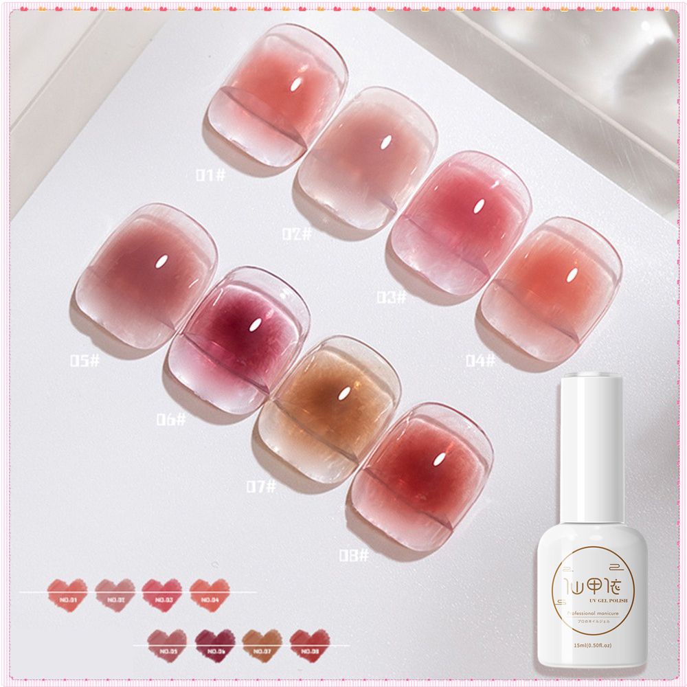 Cổ Tích JIAYI Ice trong suốt sơn móng tay Gel Jelly màu sắc tinh khiết Blush loạt UV LED phototherapy keo Nail Art cho cửa hàng móng tay 15ml 8 màu sắc Togo