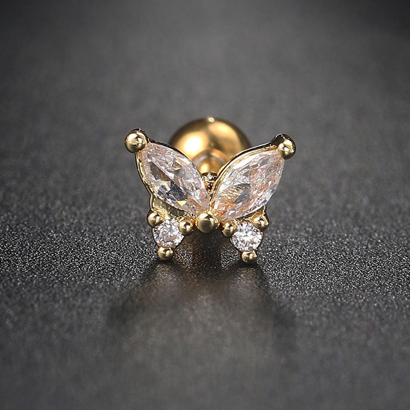 1 Khuyên Xỏ Cơ Thể Hình Bướm Bằng Đá Zircon Màu Vàng Thời Trang Dành Cho Bạn Nữ