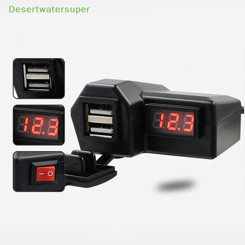 Ổ Cắm Sạc Điện Thoại Hai Cổng USB Cho Xe Mô Tô