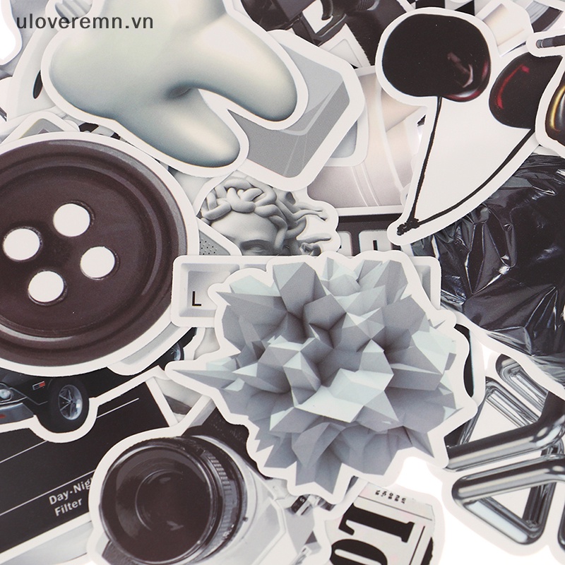 Bộ 50 Miếng Dán Màu Đen Đơn Giản Dùng Trang Trí Laptop / Điện Thoại / Tủ Lạnh