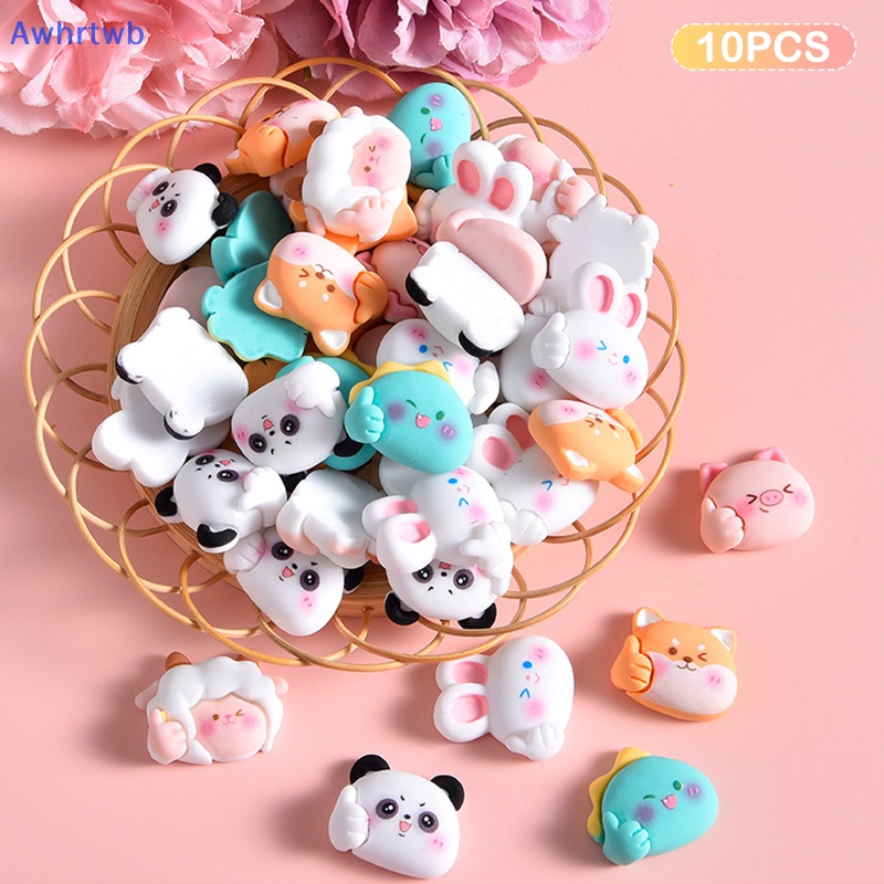 Set 10 Tượng Động Vật Hoạt Hình Mini Bằng Nhựa Resin Trang Trí Ốp Điện Thoại / Bánh Kem DIY Mới
