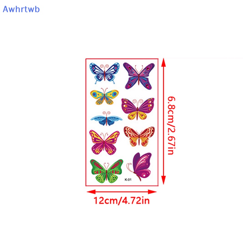Set 10 Hình Xăm Dán Chống Thấm Nước Hình Bướm Nhiều Màu Sắc Dễ Thương Cho Bé Mới