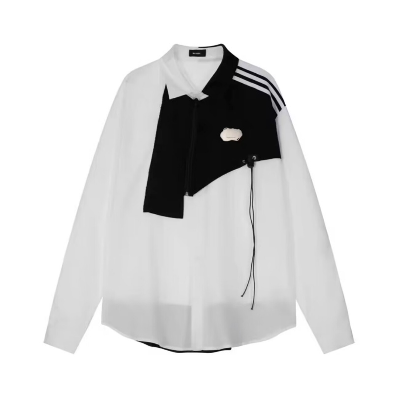 Áo Sơ Mi Thiết Kế Chắp Vá Waffle Phong Cách Mới Mùa Thu Cho Nam Và Nữ