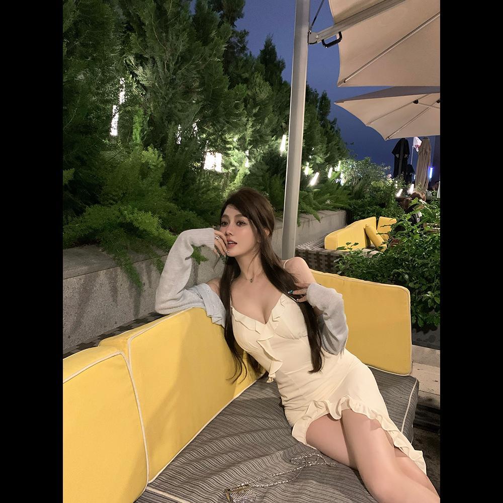 Đầm Đuôi Cá Dệt Kim Hai Dây Xẻ Tà Thời Trang Mùa Hè Cao Cấp Phong Cách Pháp Cho Nữ