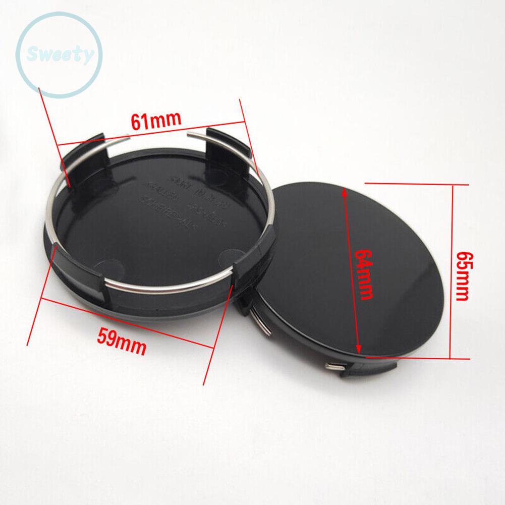 Set 4 Nắp Đậy Trục Bánh Xe Hơi 59mm / 65mm Bằng ABS Màu Đen Chuyên Dụng