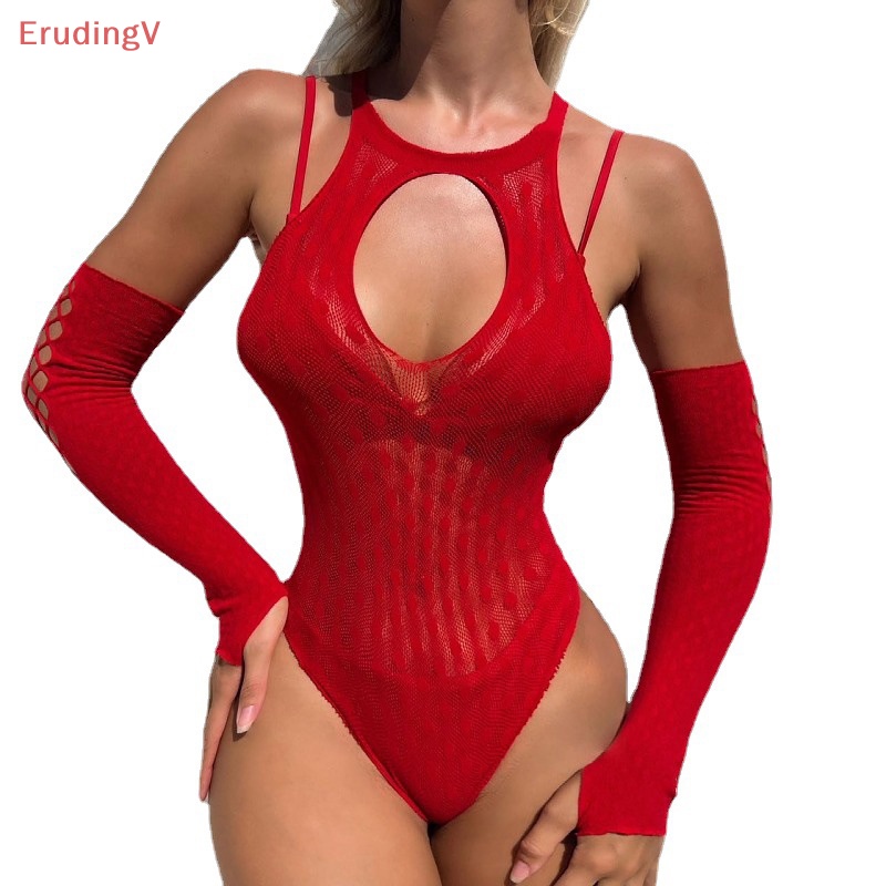 [ErudingV] Quần Tất Lưới Rỗng Màu Đỏ Gợi Cảm Cho Nữ [Mới]