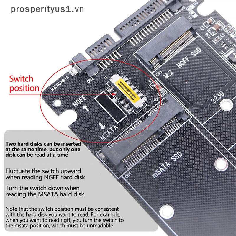 Bảng Mạch Chuyển Đổi NGFF Sang SATA 3 HDD MSATA SSD M.2 SATA Protocol 1 [VN]