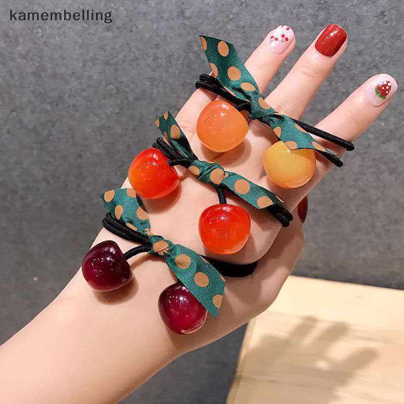 Dây Cột Tóc Cao Su Co Giãn Hình Quả Cherry Dễ Thương Phong Cách Hàn Quốc