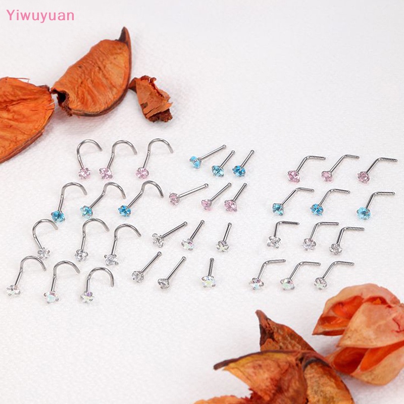 3 Khuyên Mũi Bằng Thép Không Gỉ Đính Đá Thời Trang Mới