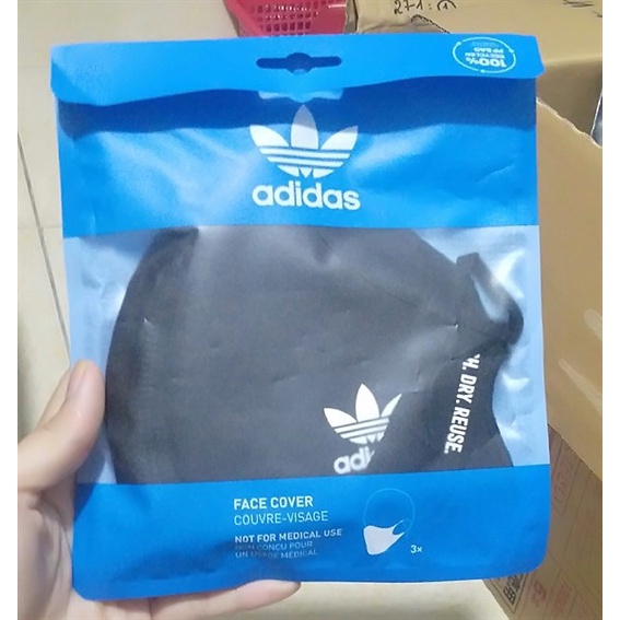 Khẩu trang Adidas( size O, size M) - Gói 3 chiếc màu đen - Hàng Nhật Sakura