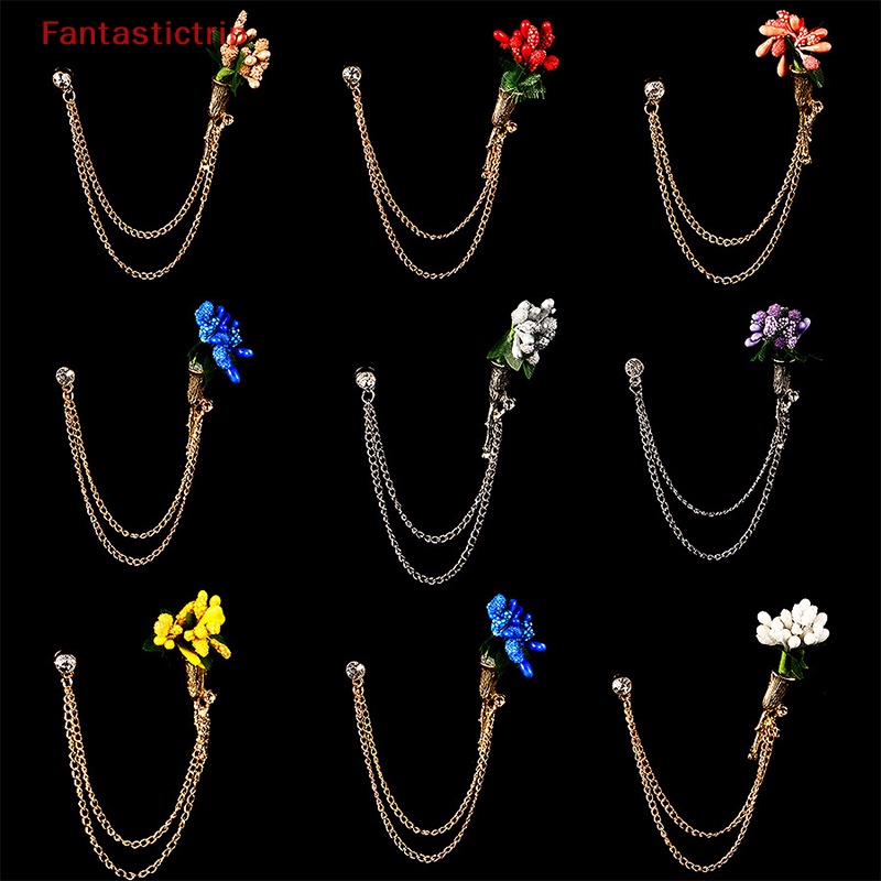 Ghim Cài Áo Hình Bông Hoa Phối Dây Xích Tua Rua Nhiều Màu Thời Trang Mới Cho Nam Và Nữ