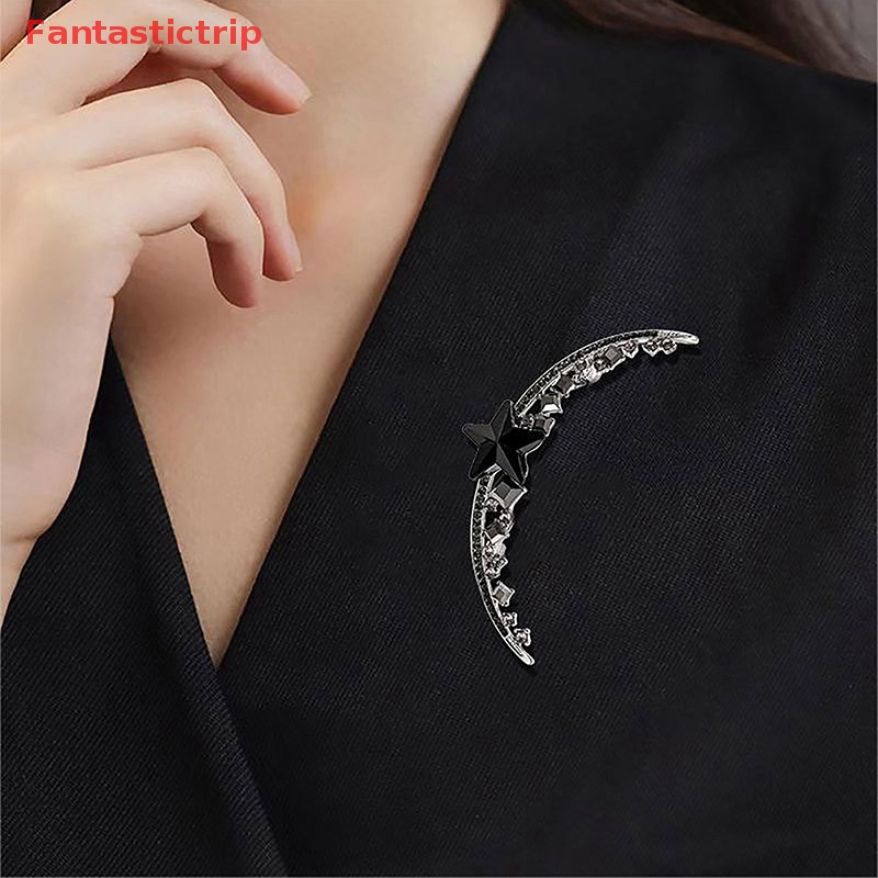 [Fantastictrip] Trâm Cài Áo Khoác Sweater / Khăn Choàng Lụa Đính Đá Mặt Trăng Thanh Lịch Cỡ Lớn Corsage Mới