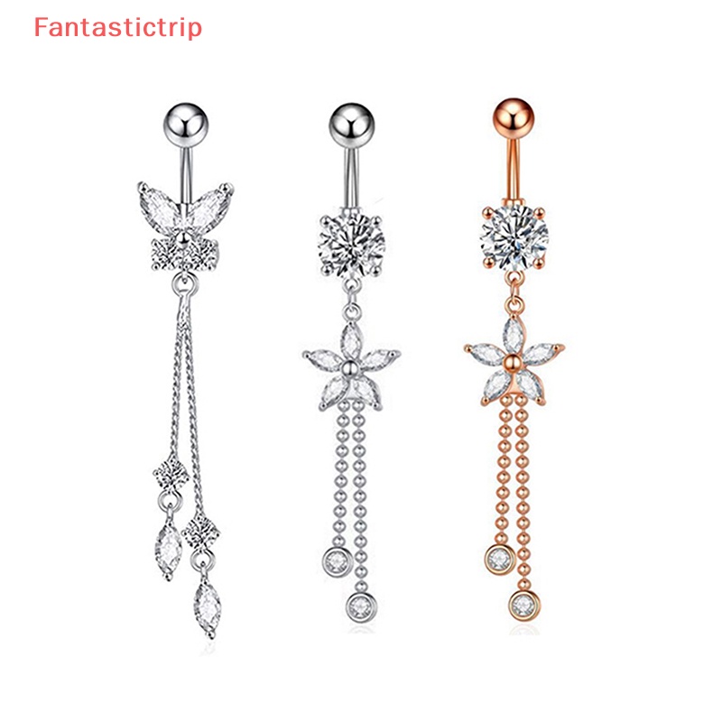 Khuyên Rốn Hình Bướm Bằng Thép Không Gỉ Đính Đá Zircon Mới