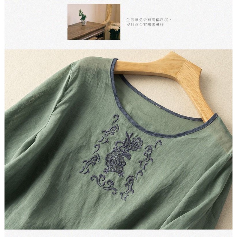 Áo Kiểu Vải Lanh Cotton Mỏng Dáng Rộng Thời Trang Mùa Hè Cho Nữ