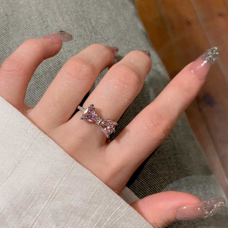 Nhẫn Bạc S925 Đính Đá Pha Lê Hồng Thời Trang Thanh Lịch Dành Cho Nữ