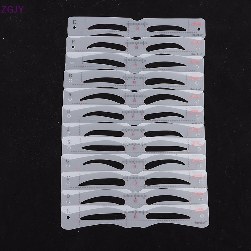 Set 12 Khuôn Hỗ Trợ Kẻ Lông Mày Tiện Dụng Chất Lượng Cao