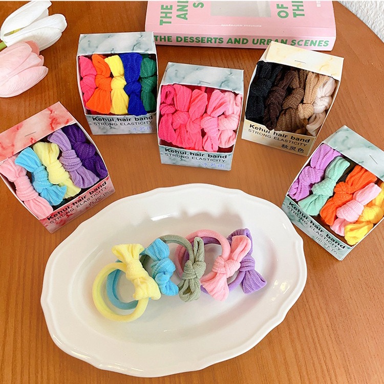 Haimeikang Set 5 Dây Buộc Tóc Co Giãn Nhiều Màu Sắc Ngọt Ngào Cho Nữ