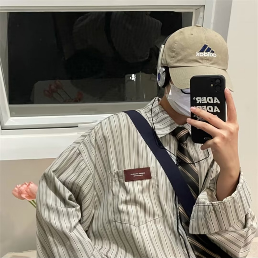 Cao Cấp Nam  Áo Nam  Trẻ Trung  Hàn Quốc  Bigsizenam Cotton Áo Sơ Mi  Màu Be Phom Rộng Không Nhăn Áo Sơ Mi Nam Hoạ Tiết Dài Tay