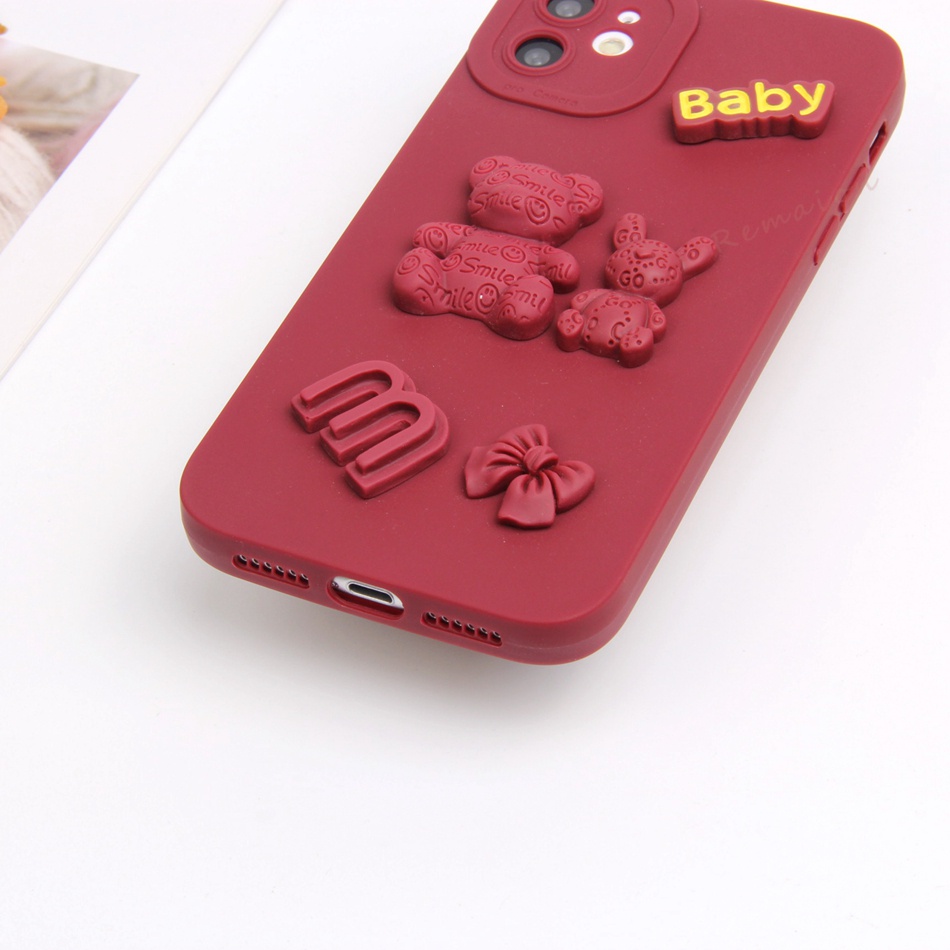 Ốp Điện Thoại Silicon Dẻo Hình Gấu 3D Cho iPhone X XR XS Max 11 12 13 14 Pro Max Plus Mini 6 S 7 8 Plus SE 2020 11Pro 12pro 13Pro