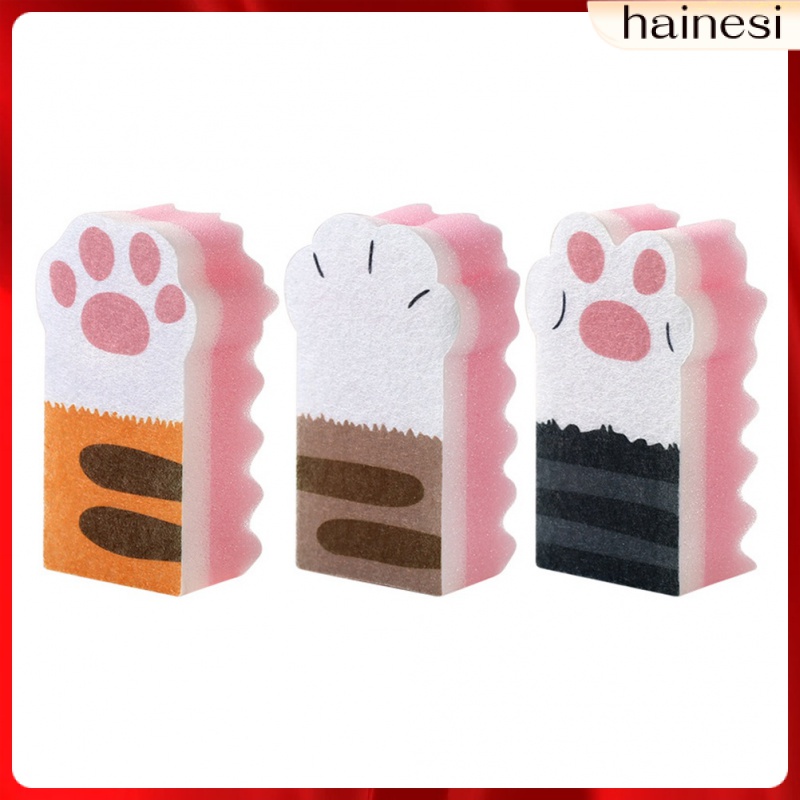 Set 3 Miếng Bọt Biển Hình Dấu Chân Mèo Dùng Để Lau Chùi Vỉ Nướng