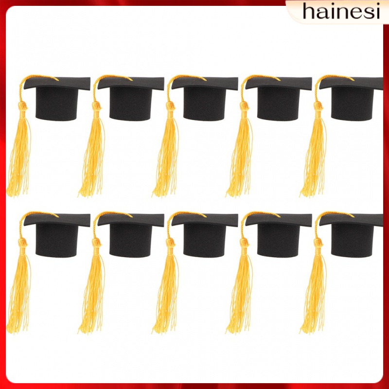 Set 10 Nón Tốt Nghiệp Mini Bằng Nhựa Màu Đen Dùng Để Trang Trí Bánh Cupcake