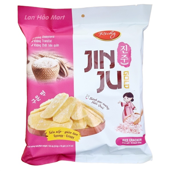 Bánh Gạo Hàn Quốc JinJu Muối Hồng 134.4g (Mới)