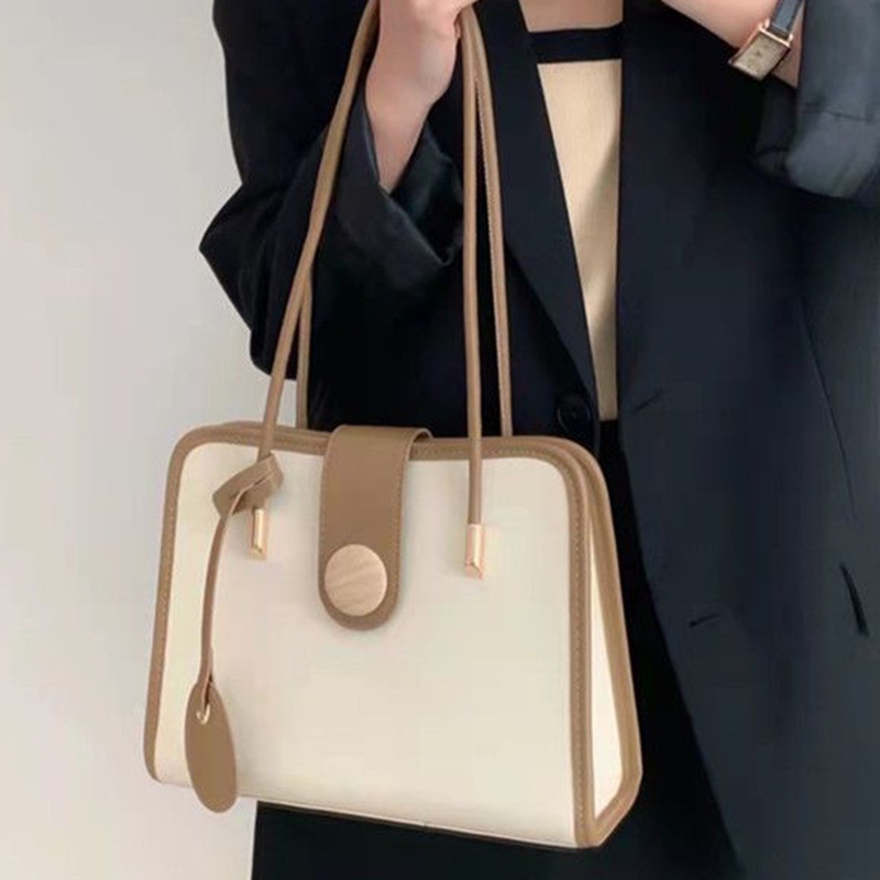 Ielgy Túi Xách tote Cỡ Lớn Kết Cấu Nút Gỗ Chất Lượng Cao Cho Nữ