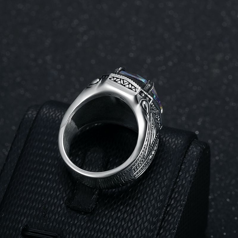 Nhẫn Đính Hôn Bằng Thép Titan Đính Đá Zircon Thời Trang Cho Nam