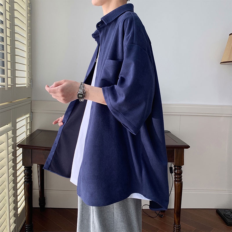 Áo Sơ Mi Tay Ngắn Phong Cách Đường Phố Nhật Bản Thời Trang Mùa Hè Cao Cấp Cho Nam