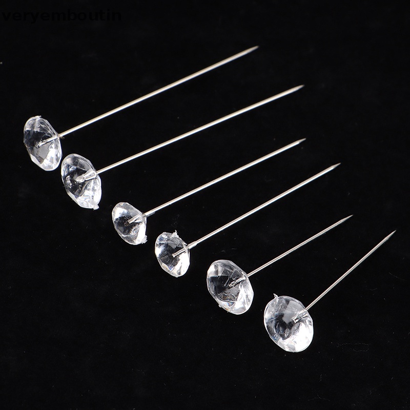 1 Hộp 50 Ghim Cài Áo Trong Suốt Bằng Hợp Kim DIY Hình Kim Cương