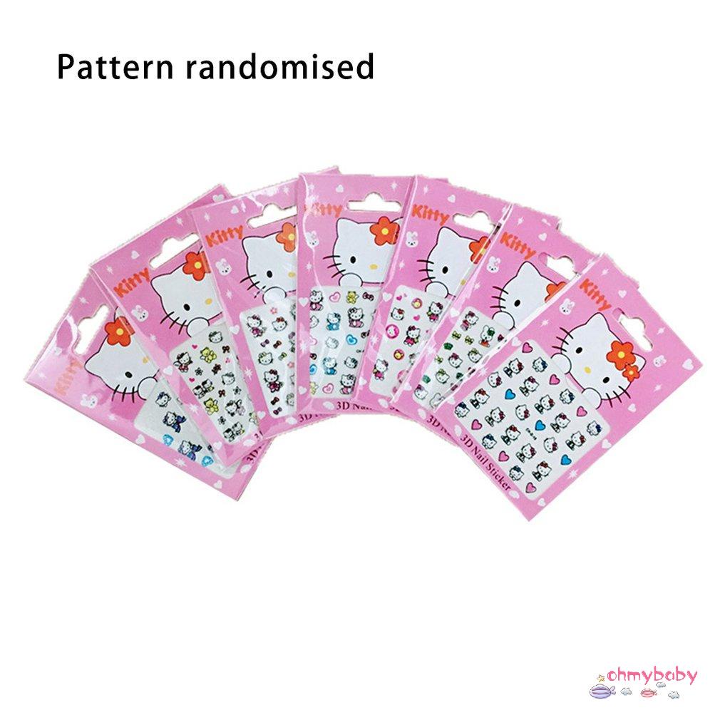 [OMB] Mèo Hoạt Hình Dễ Thương 3D Trẻ Em Miếng Dán Móng Tay An Toàn Con Bé Không Độc Hại [Z/4]
