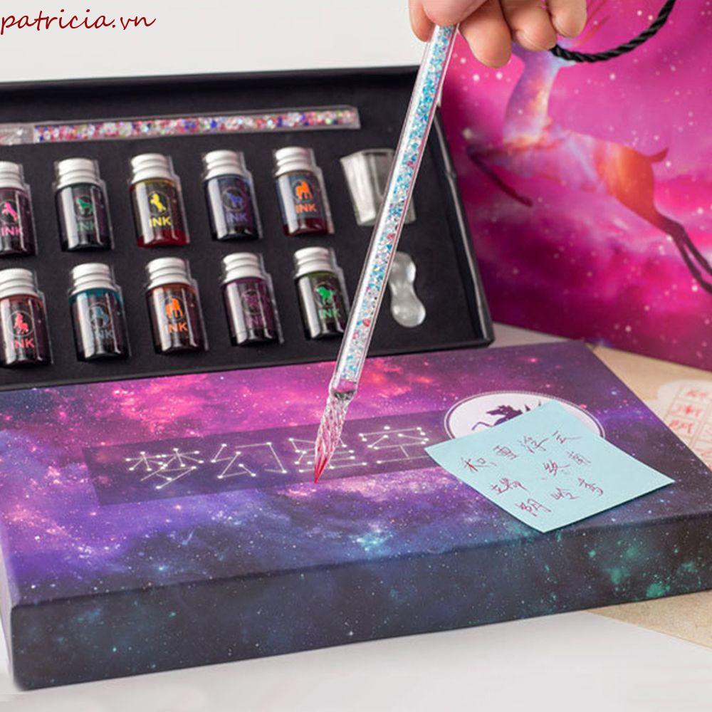 Bộ 15 Giá Đỡ Bút Thủy Tinh 12 Màu Kiểu Vintage Dùng Làm Quà Tặng Cho Bé