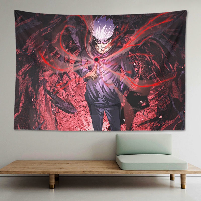 Thảm Treo Tường Họa Tiết Jujutsu Kaisen Gojo Satoru Hippie 100 * 70cm Trang Trí Phòng Ngủ