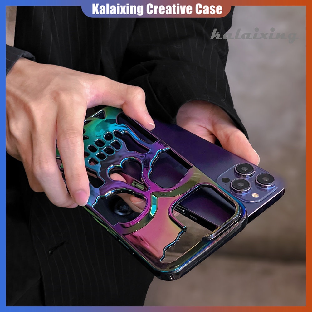 Ốp Điện Thoại Cứng Mạ Điện Họa Tiết Đầu Lâu Nhiều Màu Sắc Cho iPhone 14 Pro Max 13Pro 12Promax Xs Max 11 Pro Max