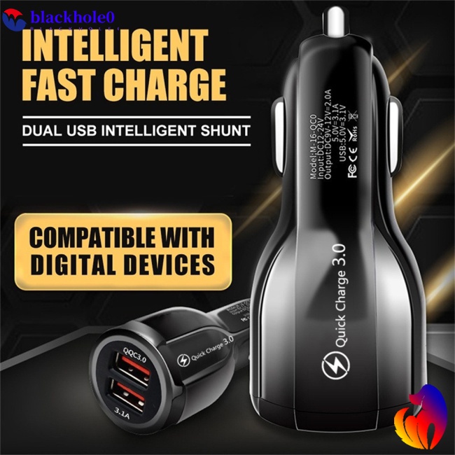 Cục Sạc Nhanh Qc3.0 Kép Usb Kép Bằng Hợp Kim Nhôm Thông Minh Cho Xe Hơi