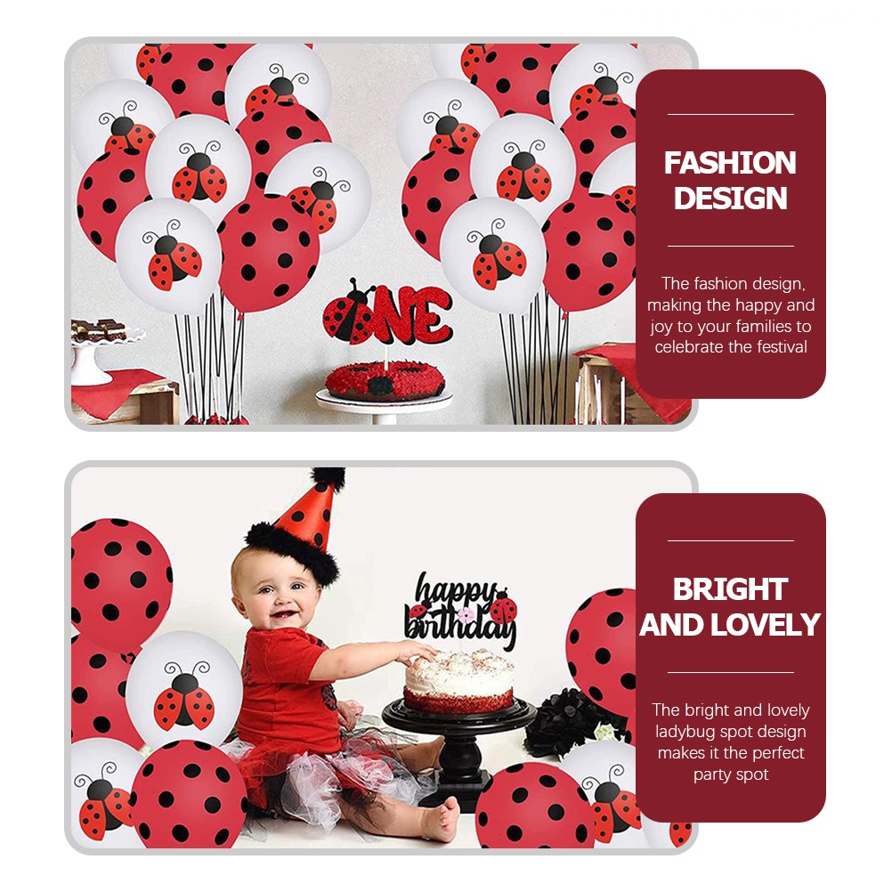 Set 48 Bong Bóng Họa Tiết Bọ Rùa Trang Trí Tiệc