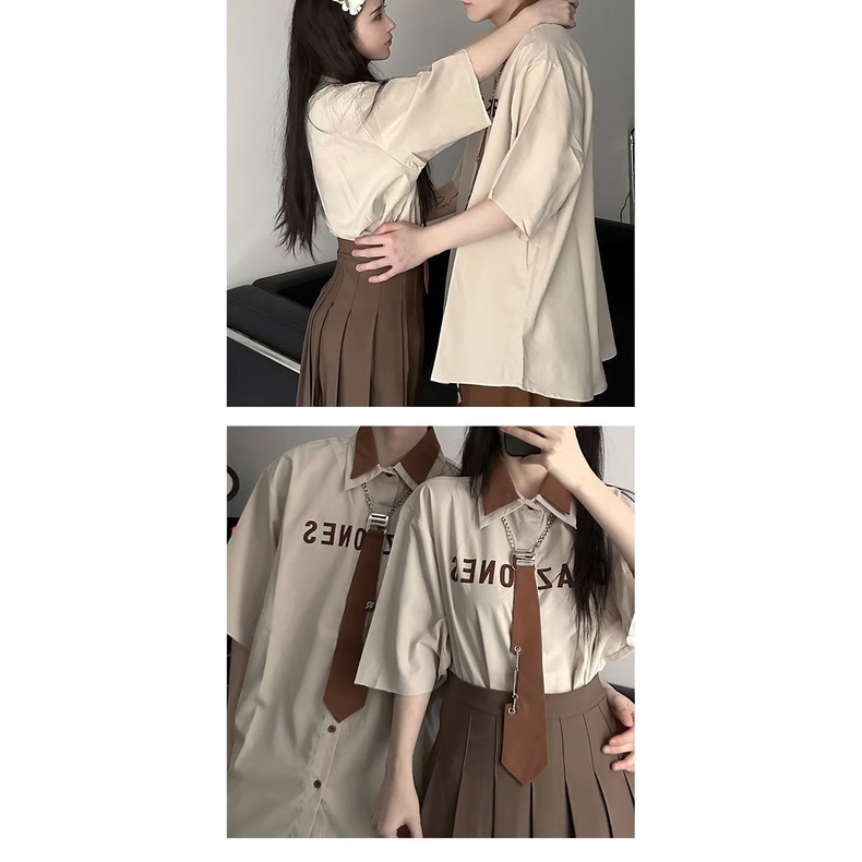 Áo Thun Đồng Phục Tay Ngắn Phong Cách Retro Dành Cho Cặp Đôi