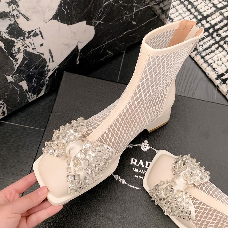 Thực tế chụp ảnh thực tế thoải mái không mệt mỏi đôi giày lưới nữ giữa gót / giày ống ngắn đáy dày, rỗng, đáy dày, tăng chiều cao nữ giày, giày lưới martin giày nữ, giày mùa xuân và mùa hè mỏng, giày nữ mỏng, giày nữ đen, giày nữ trắng
