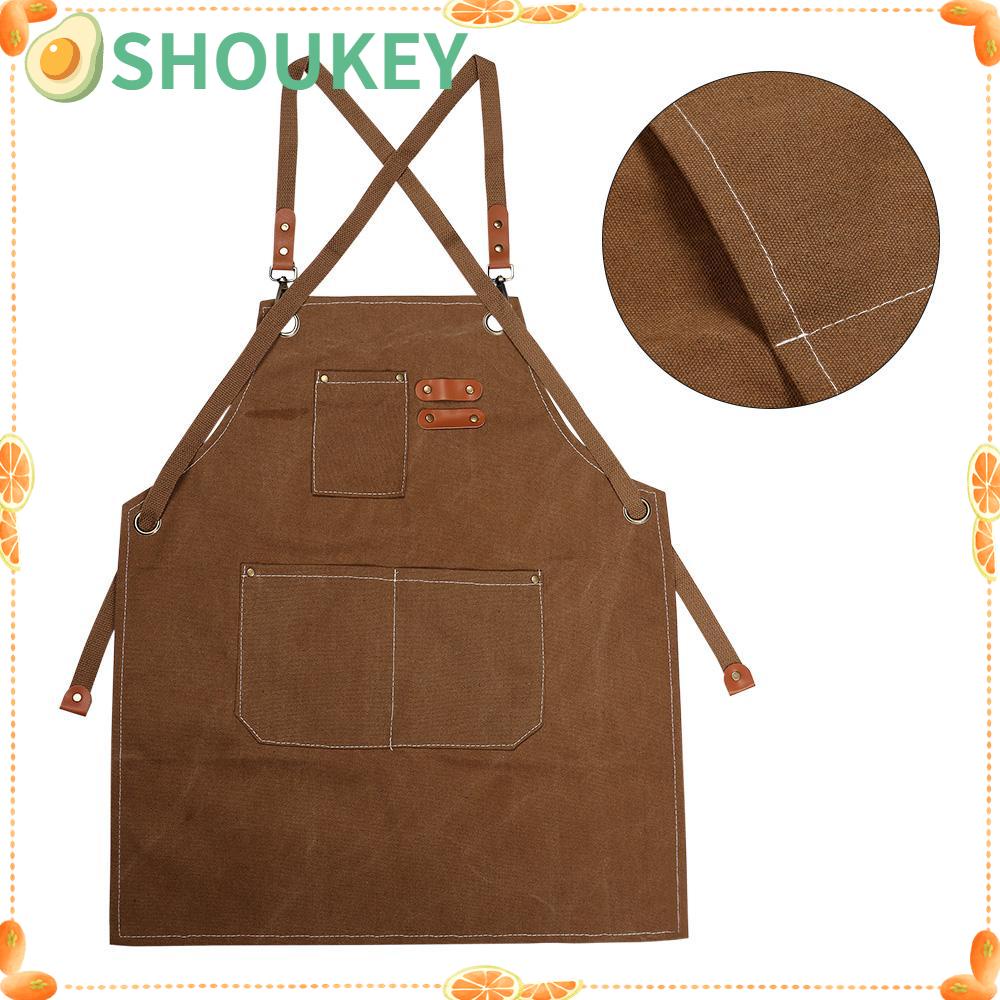 1 Tạp Dề Nấu Ăn Vải Denim Chống Bẩn / Chống Phai Màu Cho Nam Và Nữ SHOUKEY