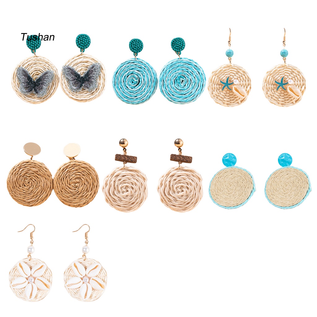 1 Đôi Bông Tai Hình Tròn Màu Sắc Tương Phản Nhẹ Nhàng Dành Cho Nữ