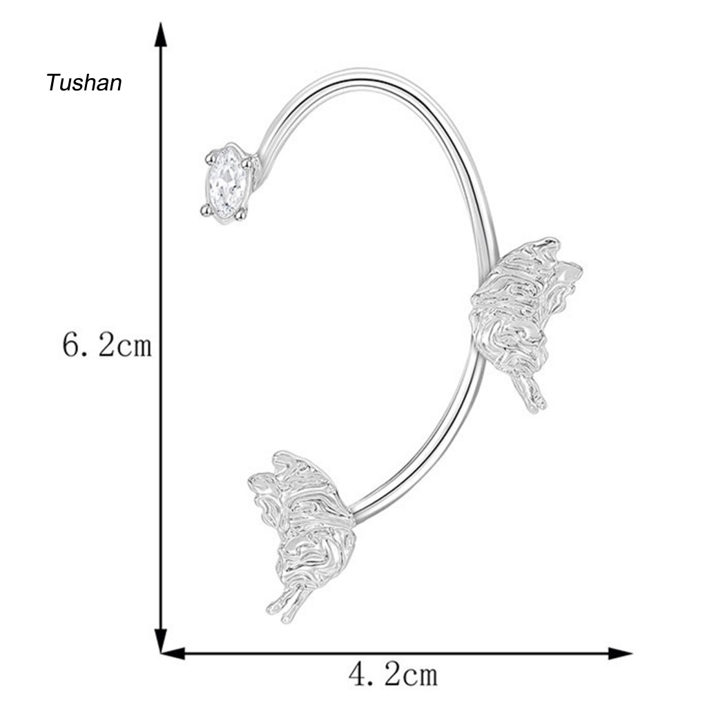 1 Khuyên Kẹp Vành Tai Hình Bướm Đính Đá Lấp Lánh Dễ Phối Đồ Thời Trang Cho Nữ