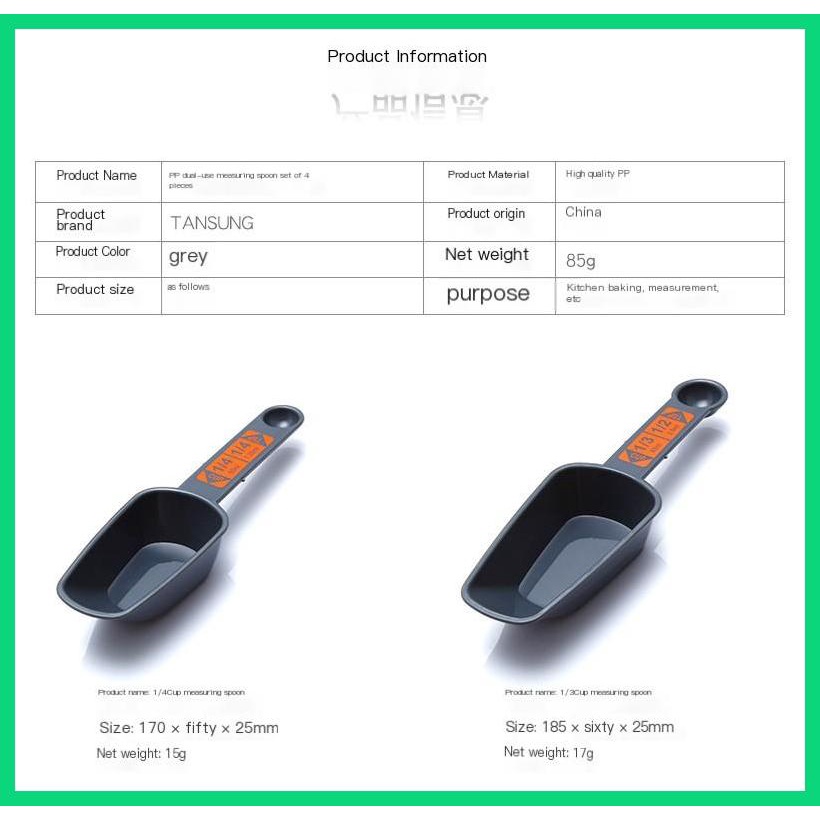 Bộ 4 Muỗng Đo Lường Hai Đầu Bằng Nhựa Tiện Dụng Cho Nhà Bếp