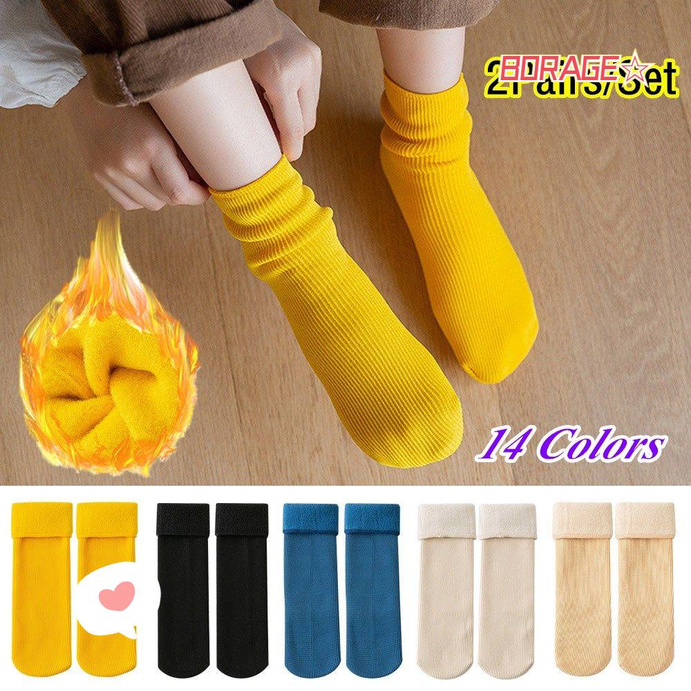 Set 2 Đôi Tất Đi Tuyết Không Đường May Giữ Ấm Dày Dặn Free Size