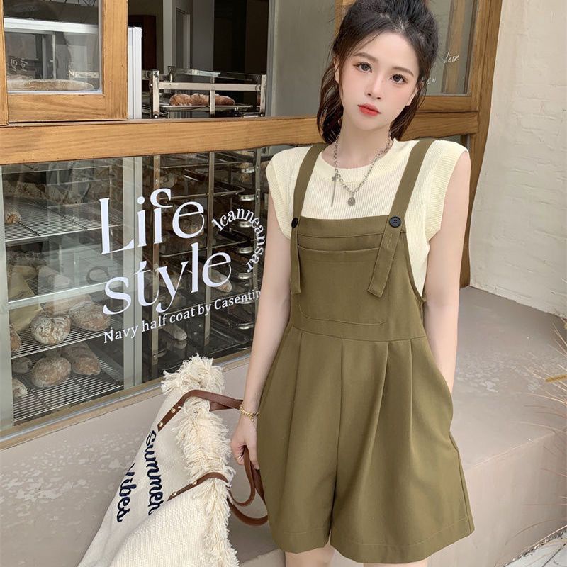 COZOK Bộ Áo Hai Dây + Quần baggy Eo Cao Màu Trơn Hợp Thời Trang