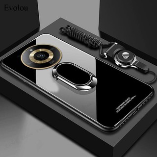 Ốp Điện Thoại Mặt Kính Cường Lực Chống Sốc Kèm Móc Xỏ Ngón Nam Châm Cho Realme 11 Pro Plus OPPO Realme 11 Reno 10 Pro Plus