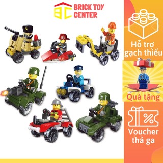 Đồ chơi lắp ráp cho bé mô hình nhân vật và phương tiện xe tăng máy bay tàu thuyền mini cho bé