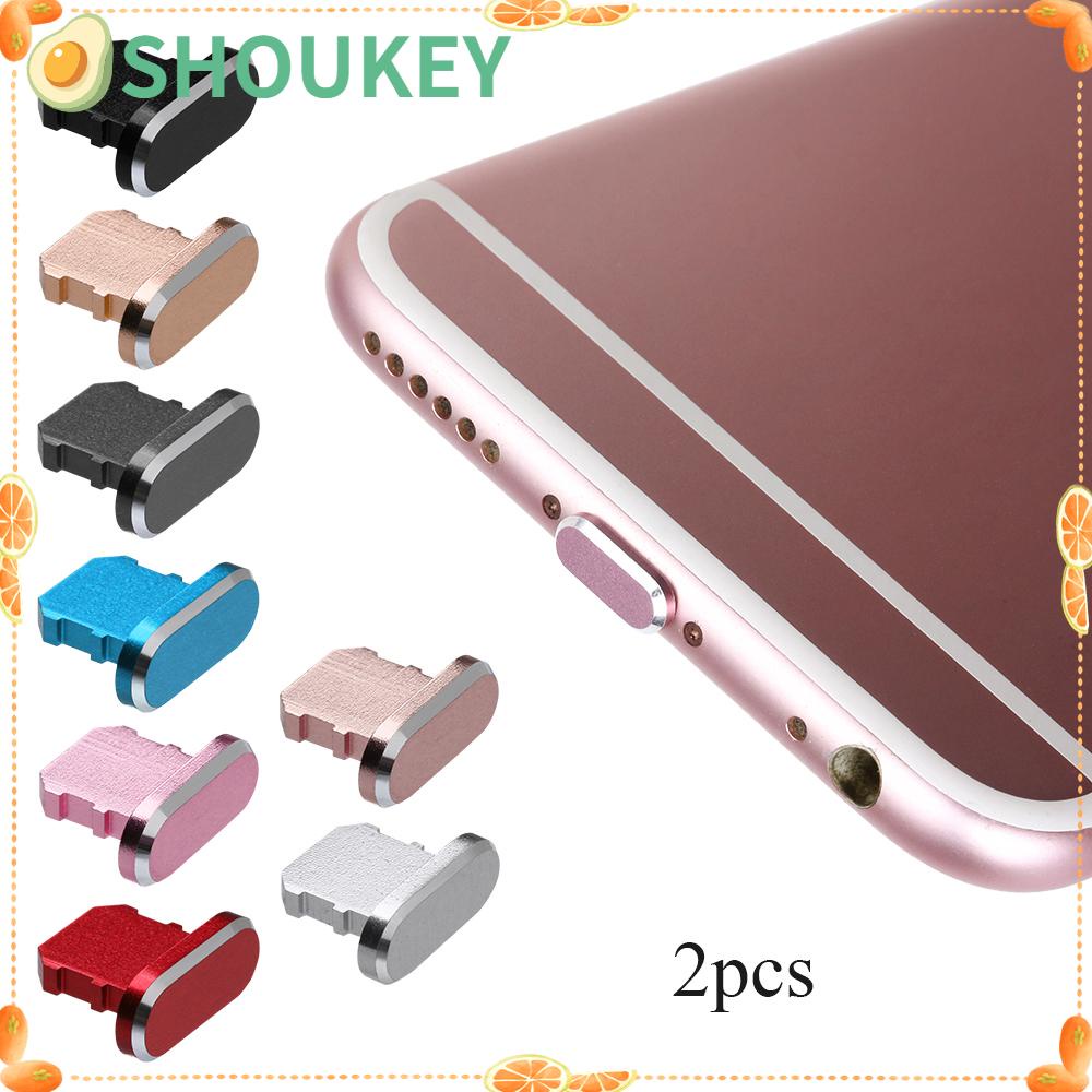 Set 2 Nút Kim Loại Bịt Lỗ Cắm Chống Bụi Thông Dụng Cho iP 13 12 11 Pro Max X XR Max 8 7 6S Plus