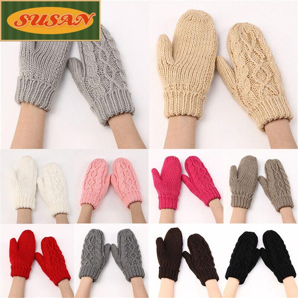 Găng Tay Dệt Kim Dày Dặn Giữ Ấm Mùa Đông Cho Nam Nữ